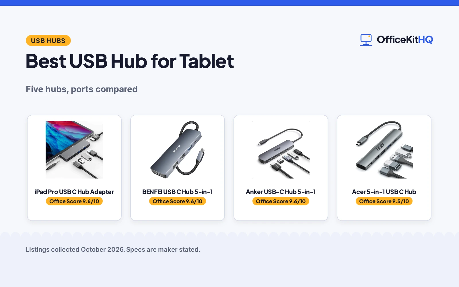 Best USB Hub for Tablet (2026): 5 Hubs Compared