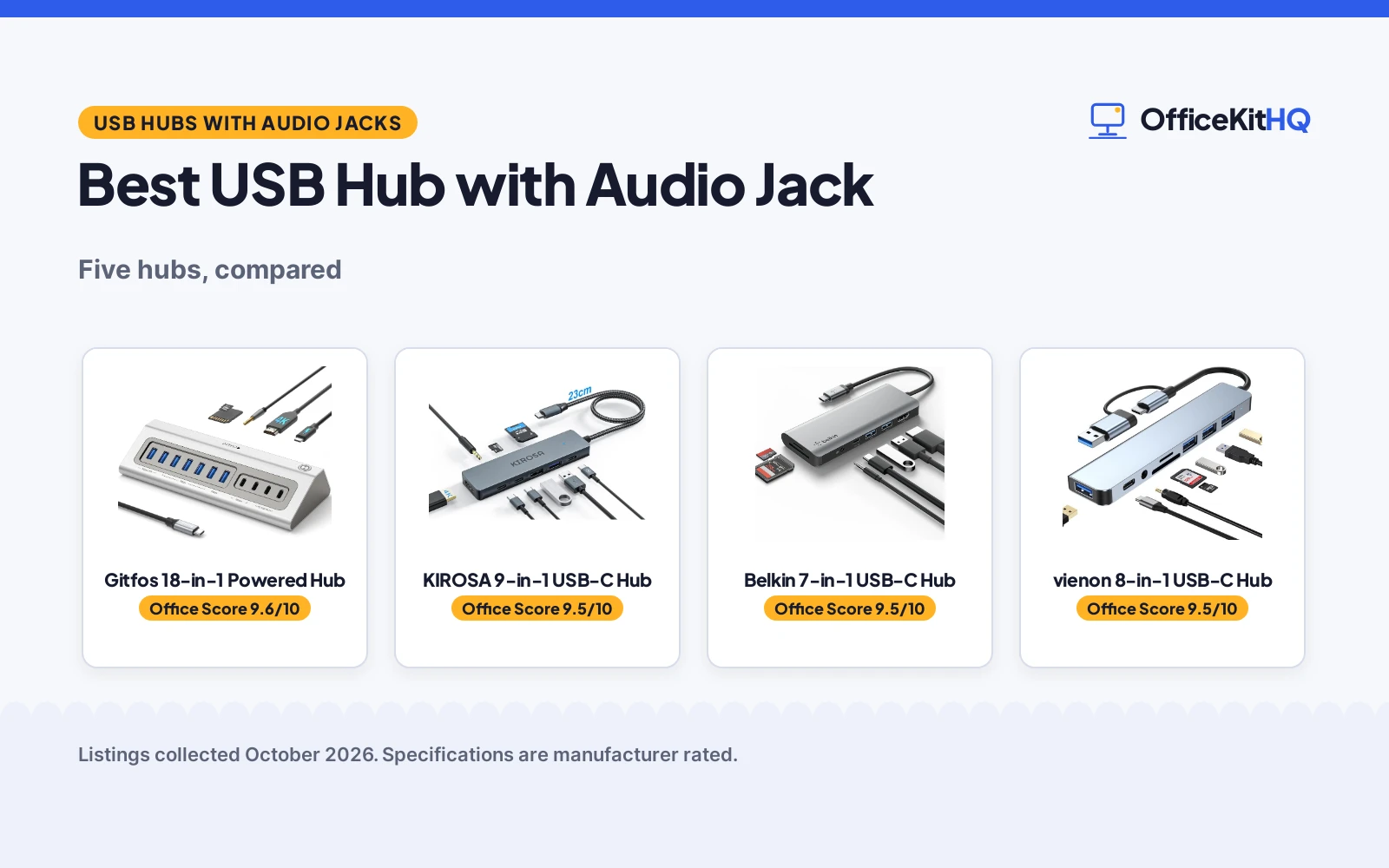 Best USB Hub with Audio Jack: 5 Compared for Desks