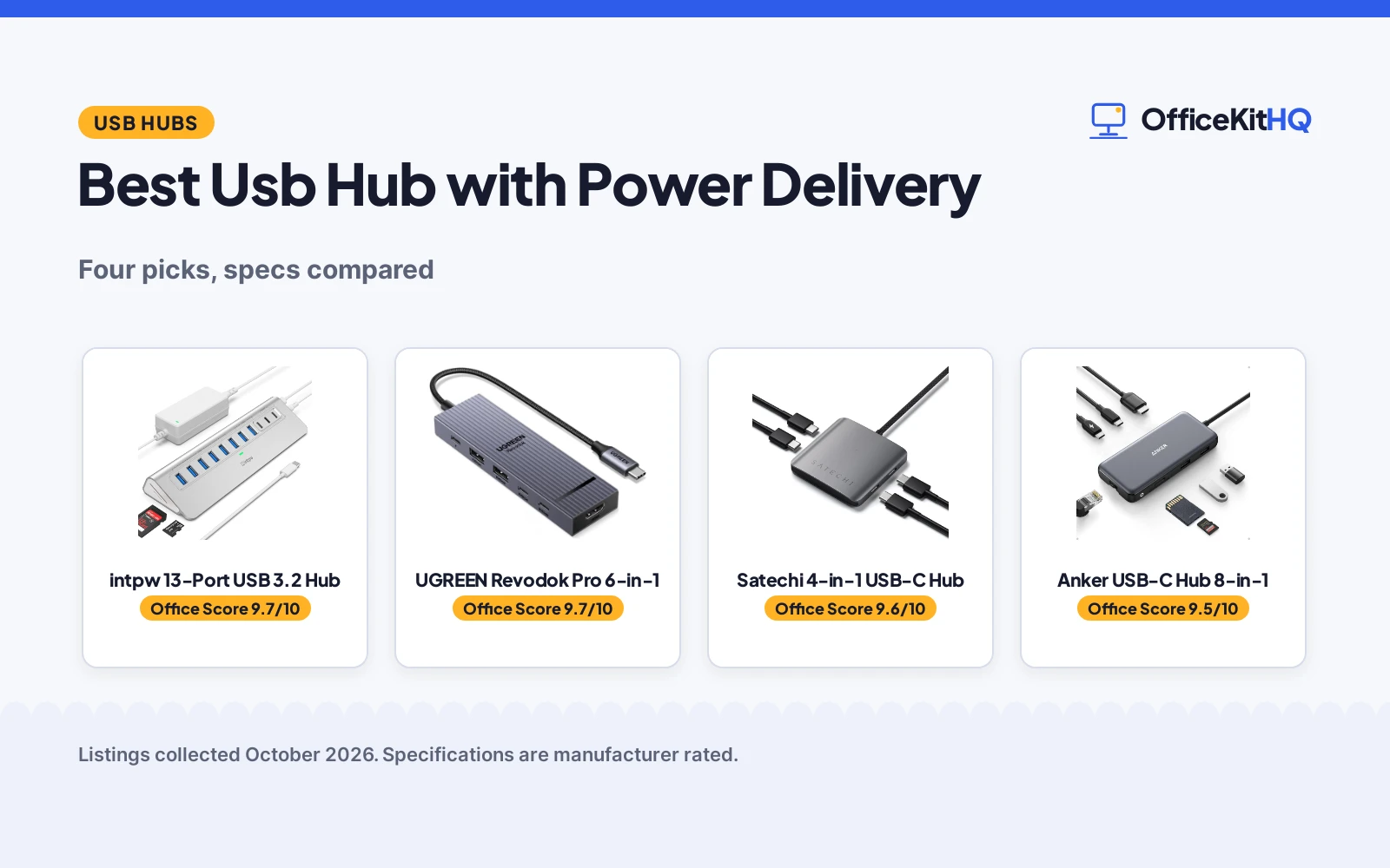 Best Usb Hub with Power Delivery (2026): 4 Picks Compared