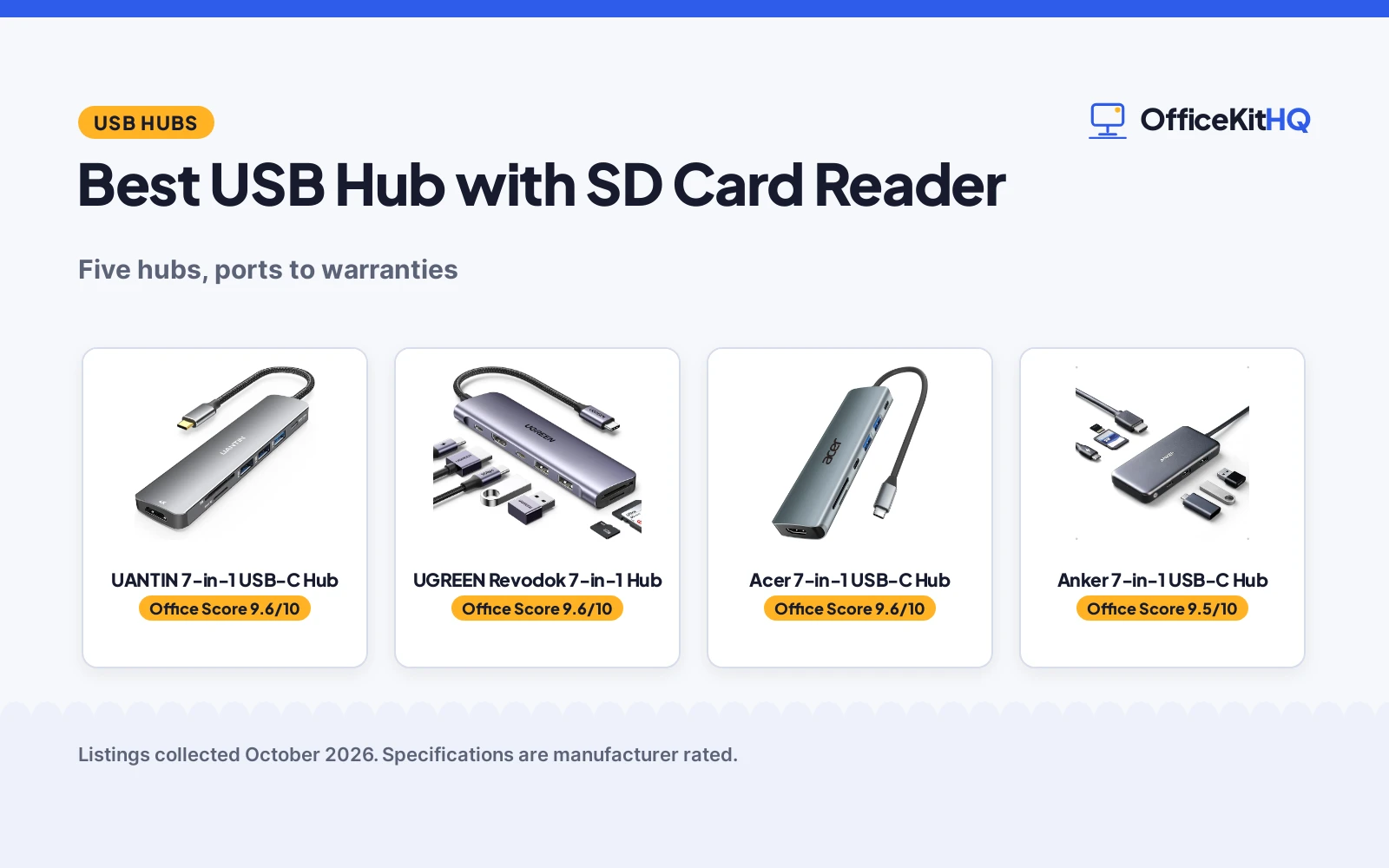 Best USB Hub with SD Card Reader (2026): 5 Compared