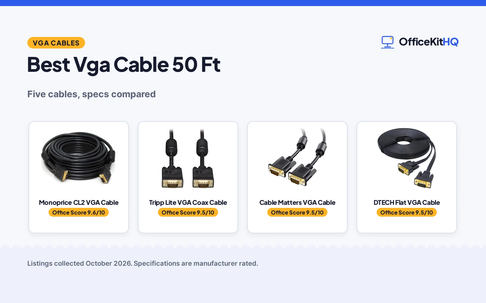 Best Vga Cable 50 Ft (2026): 5 Cables Compared
