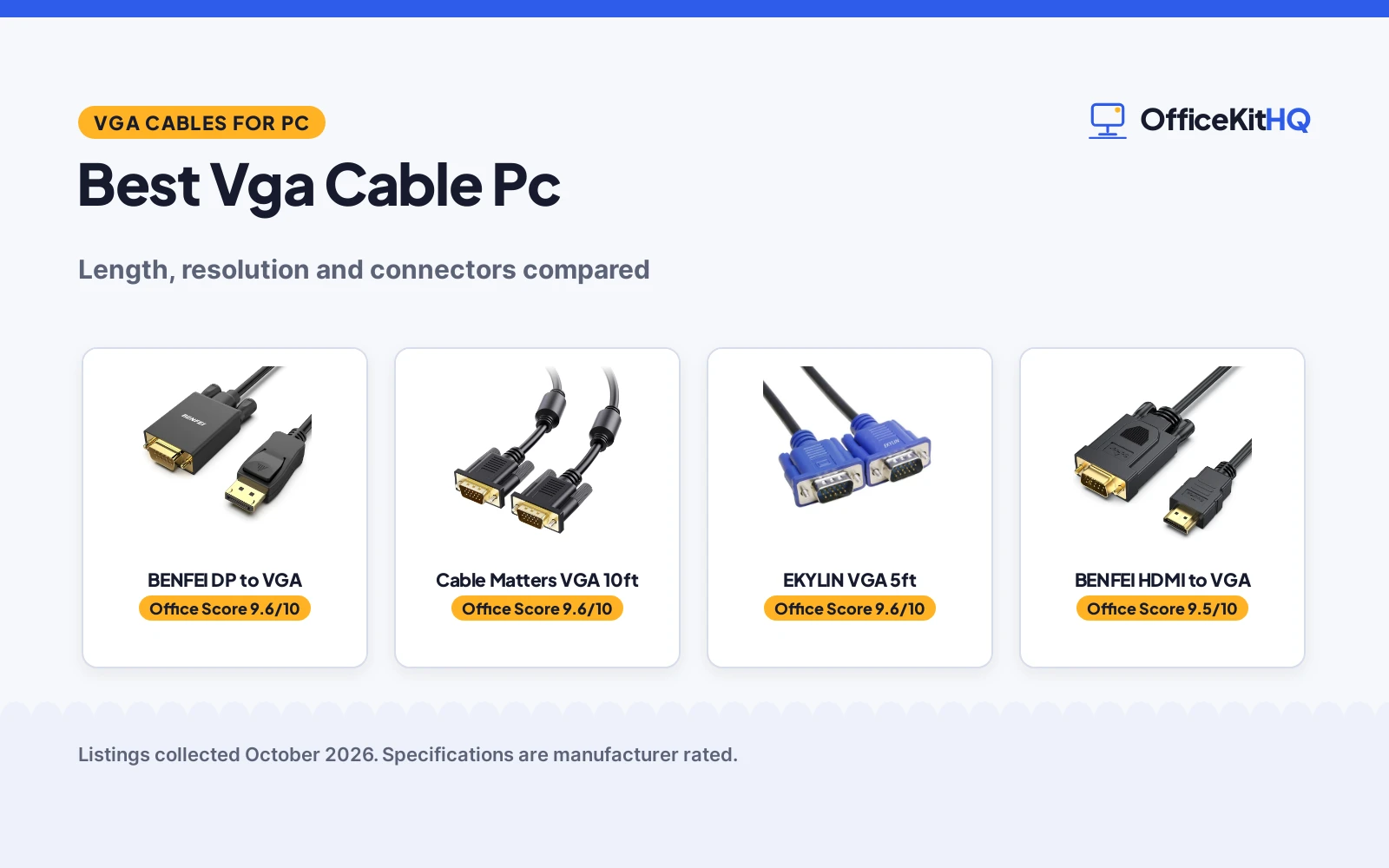 Best Vga Cable Pc (2026): 5 Cables and Adapters Compared