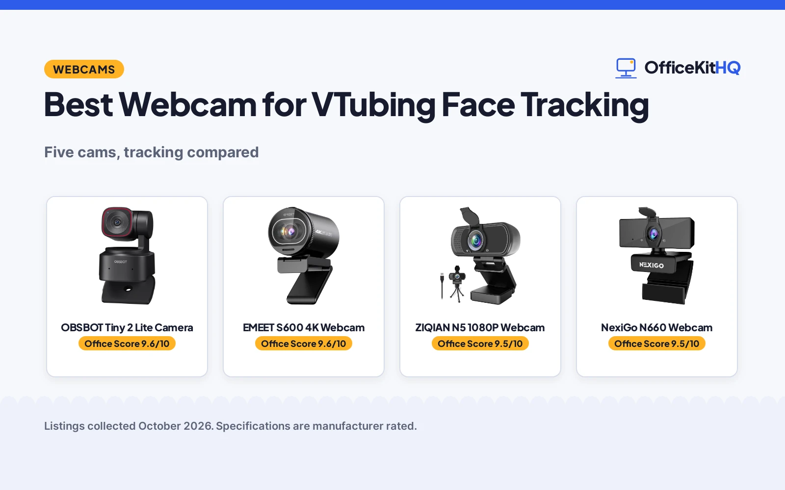 Best Webcam for VTubing Face Tracking (2026): 5 Compared