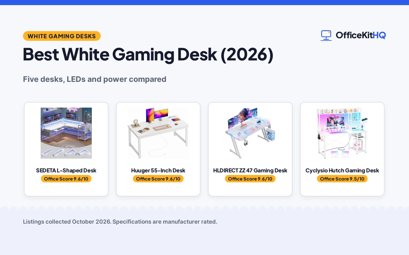 Best White Gaming Desk (2026): 5 Picks Compared