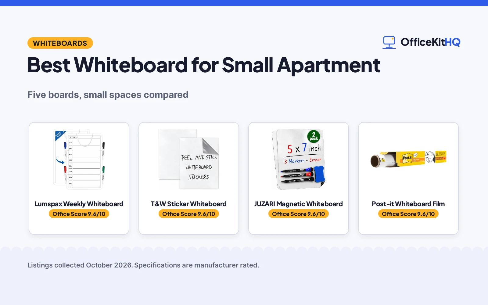 Best Whiteboard for Small Apartment (2026): 5 Compared