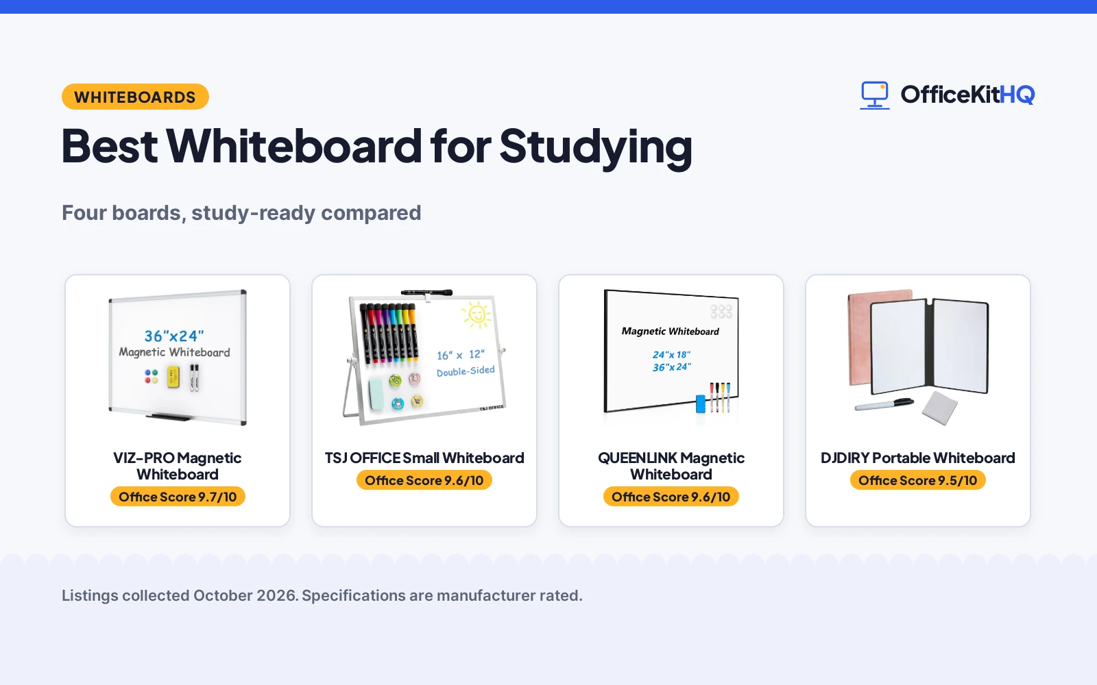 Best Whiteboard for Studying (2026): 4 Compared