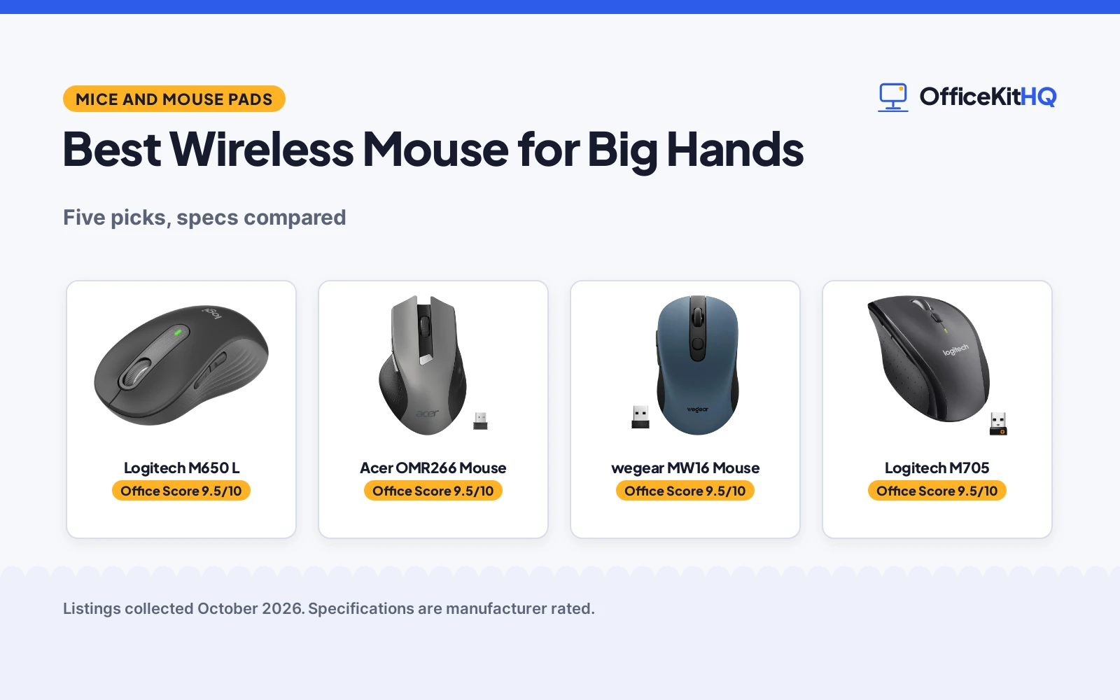 Best Wireless Mouse for Big Hands (2026): 5 Compared