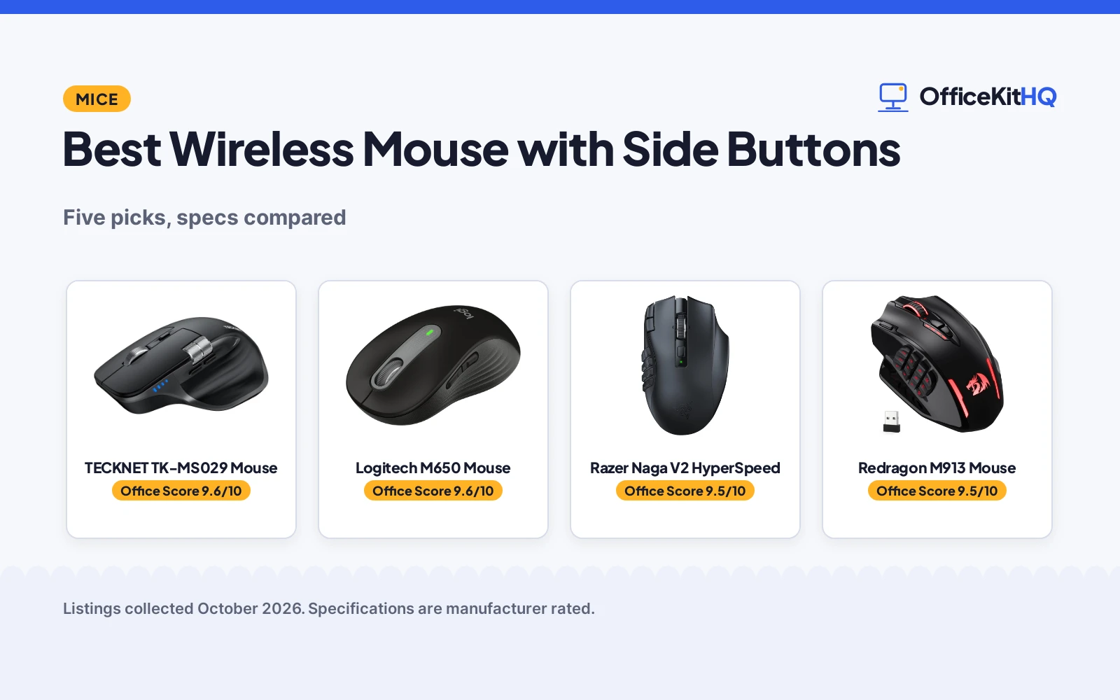 Best Wireless Mouse with Side Buttons (2026): 5 Picks